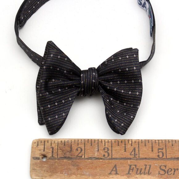 NWT Men's Self tied Bow Tie Black Grey Silk Butterfly Bowtie big bow tie S526 - Picture 7 of 10